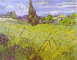 Vincent van Gogh Green Wheat Field with Cypress. Saint-Remy painting